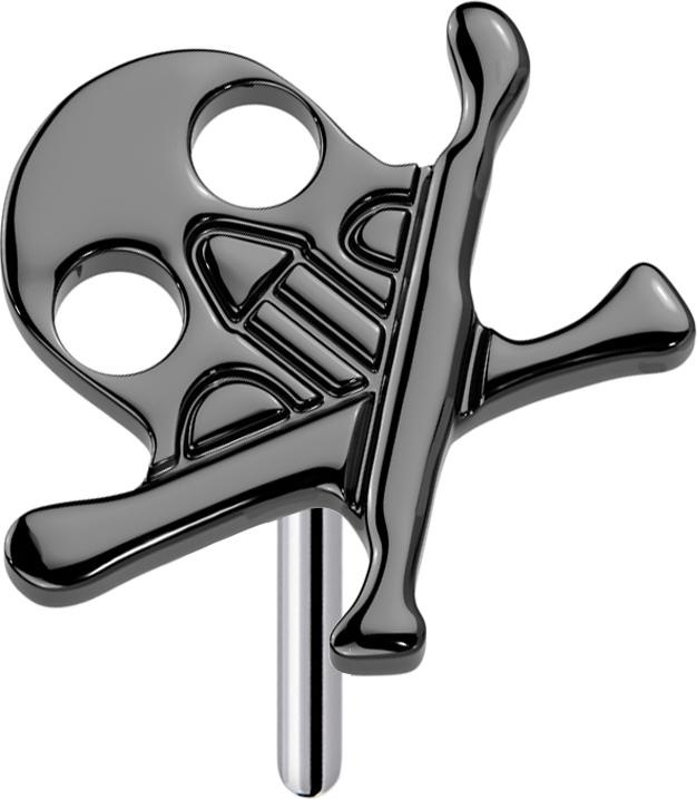Produktbild Star Piercing Threadless Totenkopf mit gekreuzten Knochen schwarz (Titan G23, ohne Messing)