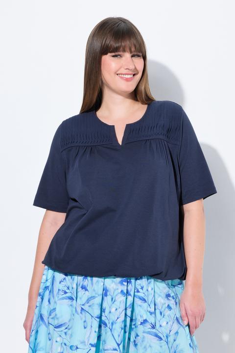 Produktbild Ulla Popken T-Shirt, Gummisaum, Biesen, V-Ausschnitt, Halbarm (42, 44)