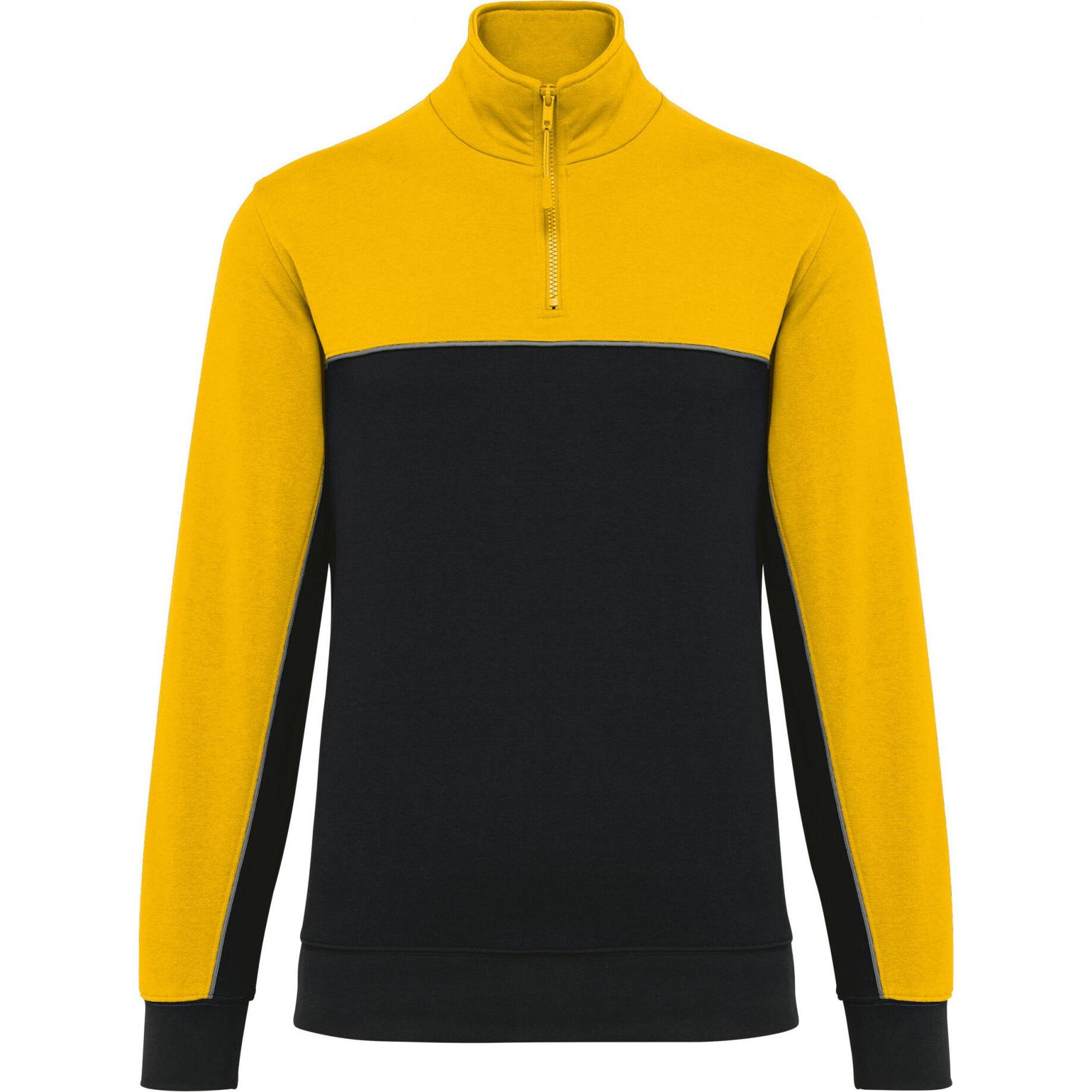 Kariban, Pullover, Sweatshirt umweltfreundlicher Reissverschlusskragen, Gelb, Schwarz, (XL)