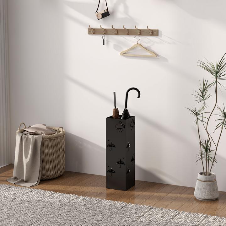 Image du produit Homcom Schirmhalter Stahl Schwarz (15,5 x 15,5 x 49 cm)