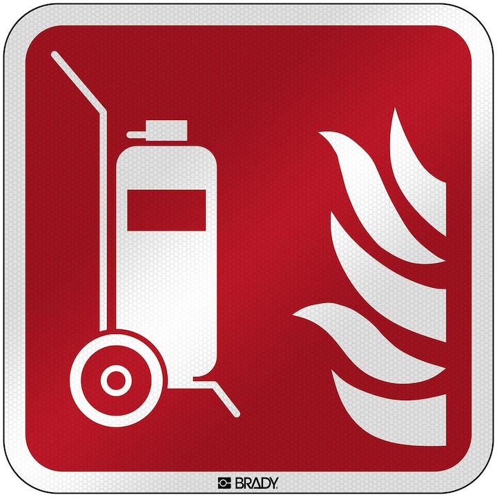 Produktbild Brady F/F009/NT/RFL-390x390-1, ISO Sicherheitsschild - Feuerlöscher auf Rädern, Laminierte reflekt