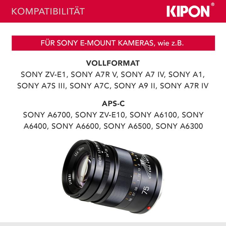 Produktbild Kipon Iberit 75/2,4 Vollformat Sony E (Sony E, APS-C / DX, Vollformat)
