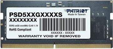 Produktbild Patriot DDR5 SO-DIMM 32GB 4800MHz PC5-38400 1,1V CL40 (1 x 32GB, 4800 MHz, DDR5-RAM, SO-DIMM)