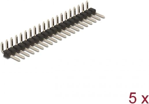 Produktbild Delock Stiftleiste 20 Pin, Rastermass 2,54 mm, 1-reihig, gewinkelt, 5 Stück