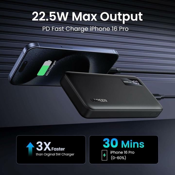Produktbild Ugreen Two-way Fast Charging Power Bank (10000 mAh, 20 W, 37 Wh)