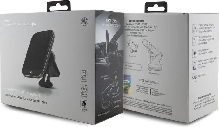 Produktbild BMW uchwyt indukcyjny BMMWCCDTPK 15W do szyby/do kratki czarny/black MagSafe Signature Edition