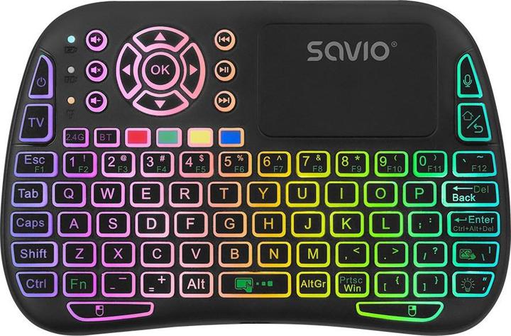 Savio KW-04 Clavier rétro-éclairé sans fil RGB BT + 2 4 GHz TV-Box Consoles Smart TV (US, Sans fil)
