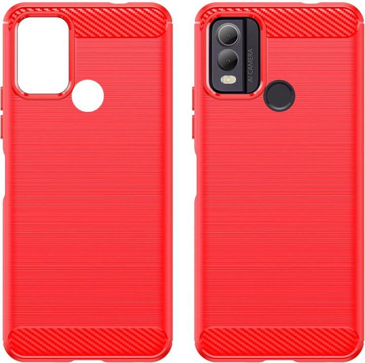 Produktbild Cover-Discount Nokia C22 - Metall Carbon Look Hülle rot (Nokia C22)