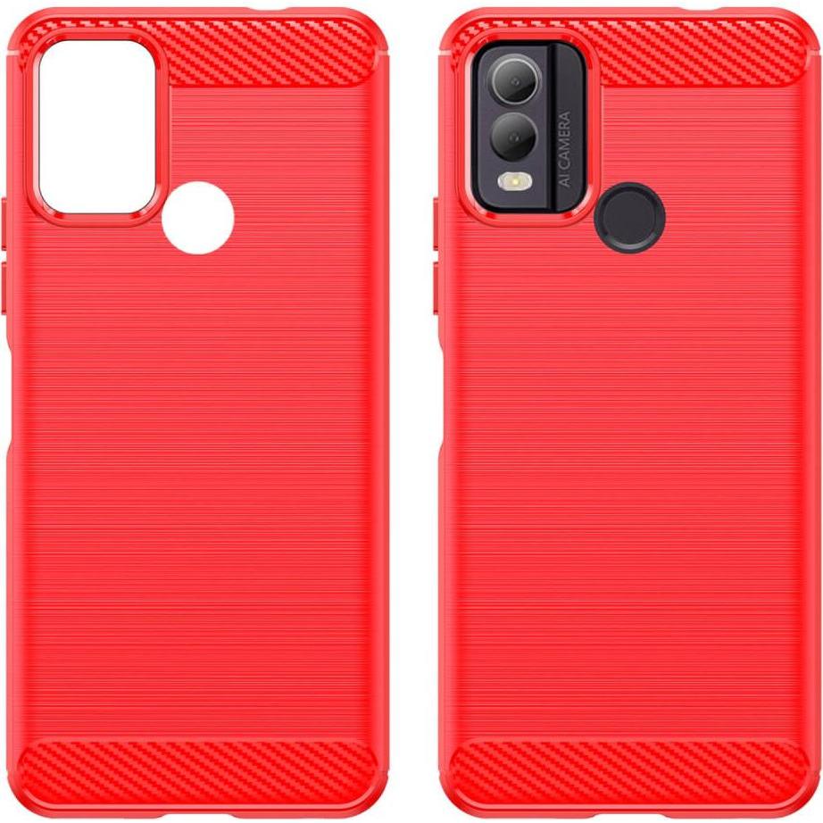 Cover-Discount Nokia C22 - Metall Carbon Look Hülle rot (Nokia C22), Smartphone Hülle, Rot