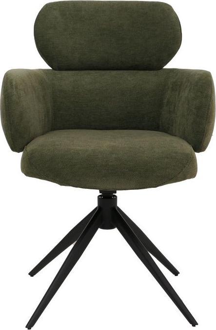 Immagine prodotto Mendler Esszimmerstuhl HWC-O77, drehbar Auto-Return, Stoff (310g/m²) Chenille Öko-Tex – olivgrün