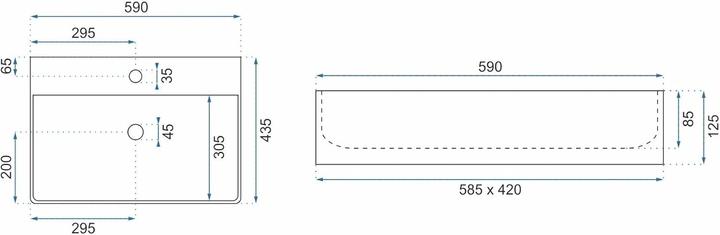 Actual product image Rea Washbasin Countertop Gina 60 (435 mm, 590 mm)