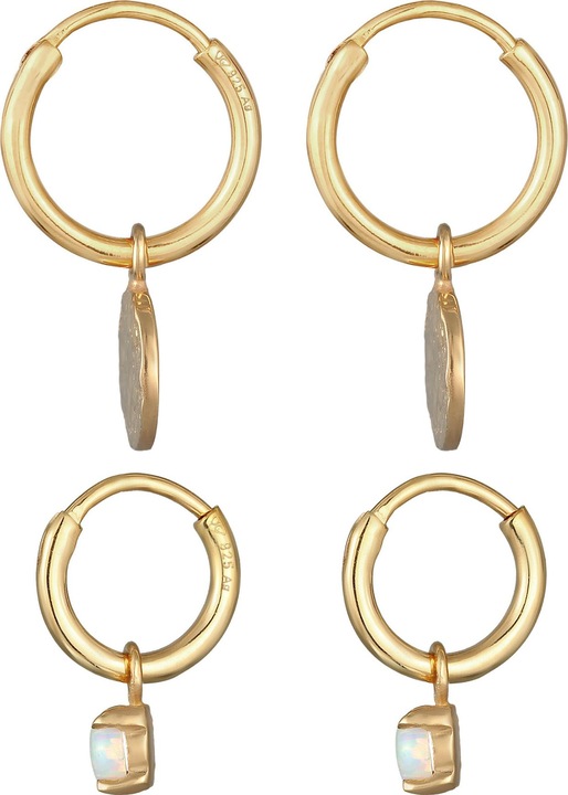 Immagine prodotto Elli Orecchini Creoles Plate Opal Gemstone Set di 2 Argento 925 (Argento 925, Sintetico Opale)