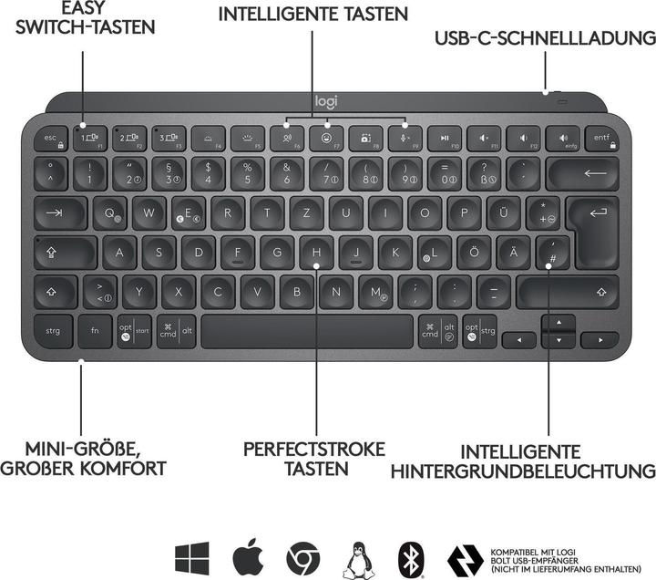 Actual product image Logitech MX Keys Mini (FR, Wireless)