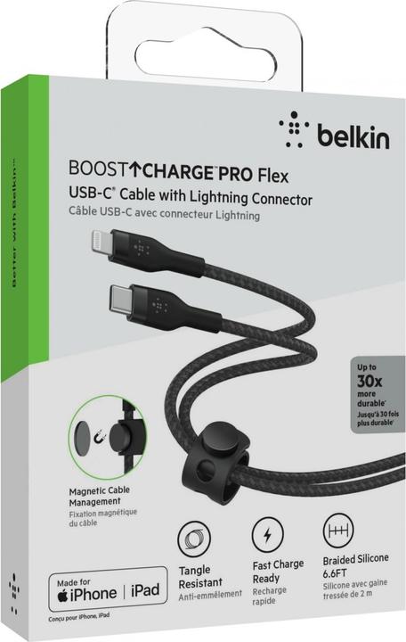 Actual product image Belkin USB charging cable Boost Charge Pro Flex USB C - Lightning 2 m (2 m, 15 W)