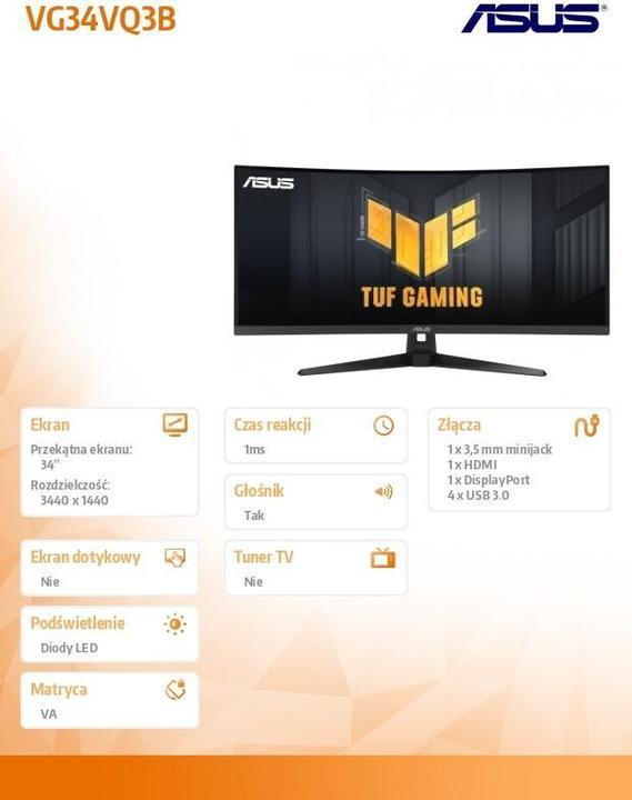 Productafbeelding ASUS TUF VG34VQ3B (3440 x 1440 pixels, 34")