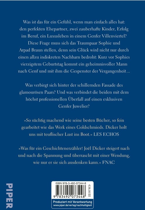 Produktbild Piper Ein ungezähmtes Tier (Deutsch, Joël Dicker, 2025)