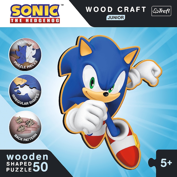 Productafbeelding Trefl Houten Puzzel Speciale Vorm 50 - Sonic (50 onderdelen)