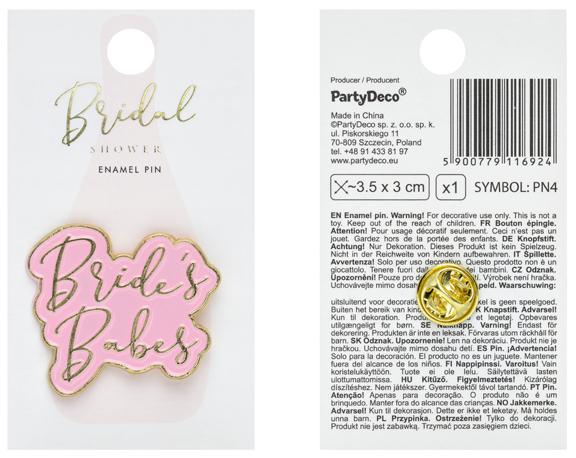 Actual product image Partydeco Enamel pin Bride's Babes, 3.5x3cm (1 pkt / 1 pc.) (1 Piece)