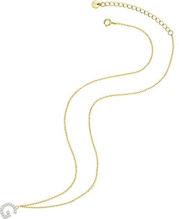 Immagine prodotto Glanzstücke München Lettera G da donna in argento sterling con zirconia cubica in oro giallo 45,0 cm di catena base + (000 placcato oro giallo 14 carati, Argento 925, 45 cm)