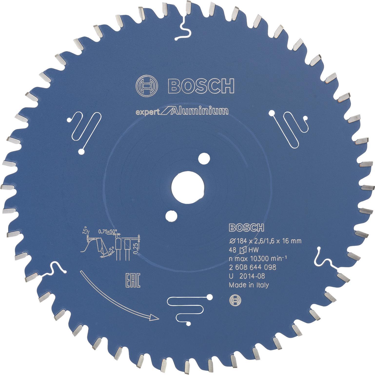 Bosch Professional Zubehör, Sägeblatt, Kreissägeblatt Expert for Aluminium, 184 x 16 x 2,6 mm, 48