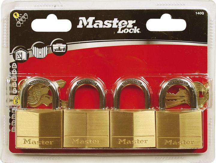 Master Lock Hangslot 140 EURQ messing, breedte 40 mm, met dezelfde sleutel SB-4