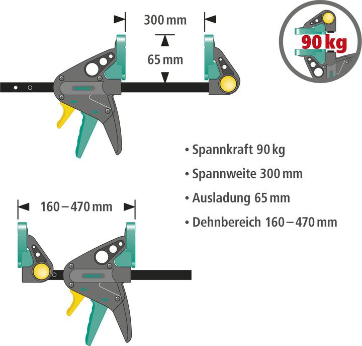 Produktbild wolfcraft 1 EHZ - Einhandzwinge PRO 65/300mm (300 mm)