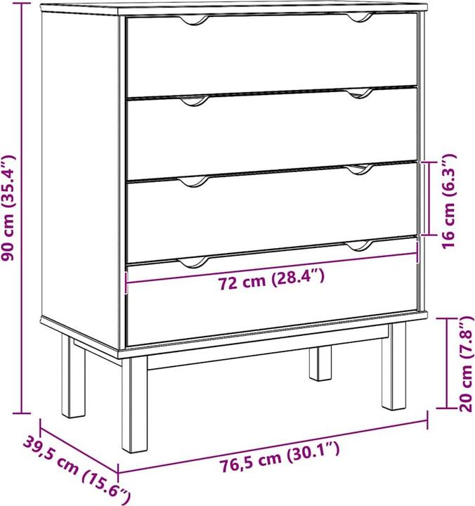 Image du produit vidaXL Schubladenschrank (76.50 x 39.50 x 90 cm)