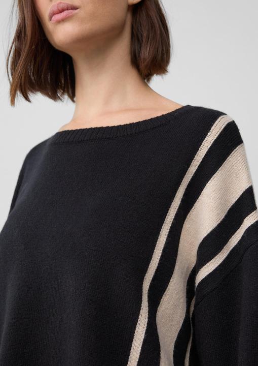 Produktbild s.Oliver Strickpullover Relaxed-Fit-Pullover aus Wollmix mit Streifen-Details (S)