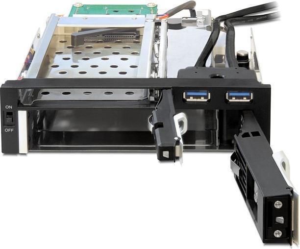 Image du produit Delock Cadre de montage 5.25 1x3.5, 1x2.5, 2xUSB3 ports, hot-swap