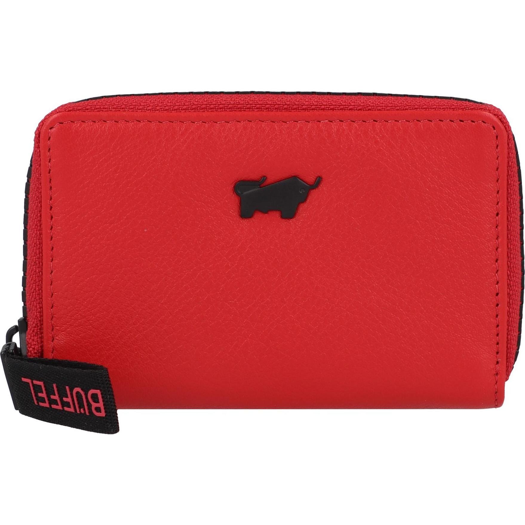 Braun Büffel, Herren, Portemonnaie, Capri Geldbörse RFID Schutz Leder 11 cm, Rot