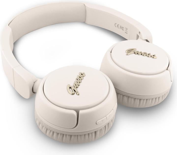 Produktbild Guess Headphones Bluetooth 5.3 Metal Logo Script beige (30 h, Kabellos)
