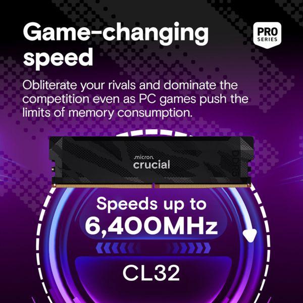 Produktbild Crucial Pro DDR5-6400 Kit 32GB 2x16GB UDIMM CL32 B Overclocking (2 x 16GB, 6400 MHz, DDR5-RAM, U-DIMM)