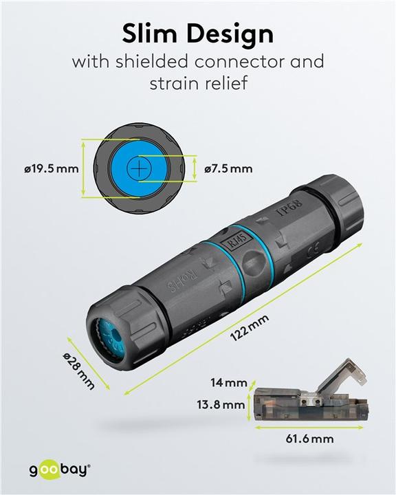 Actual product image Goobay network coupler (U/UTP, CAT6a, 0.12 m)