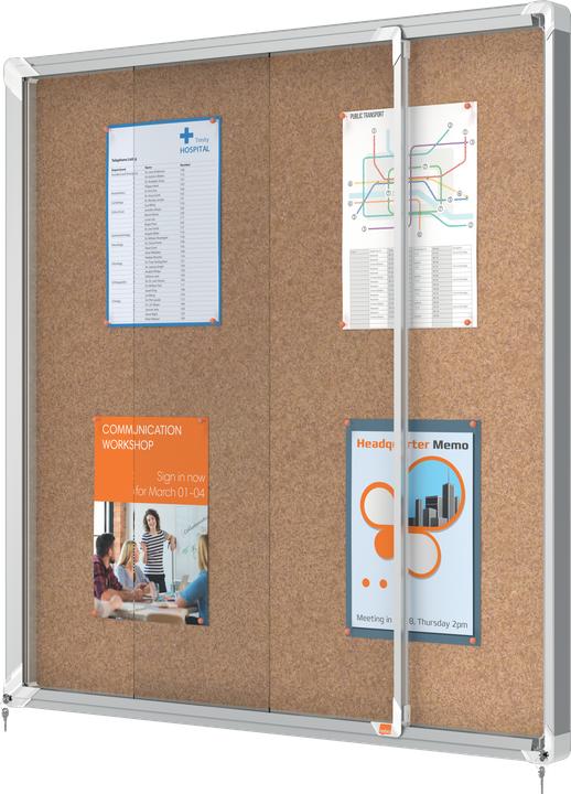 Produktbild Nobo Schaukasten Schiebetür Kork-Rueckwand 12 x DIN A4 für Innenbereich (Pinnwand)