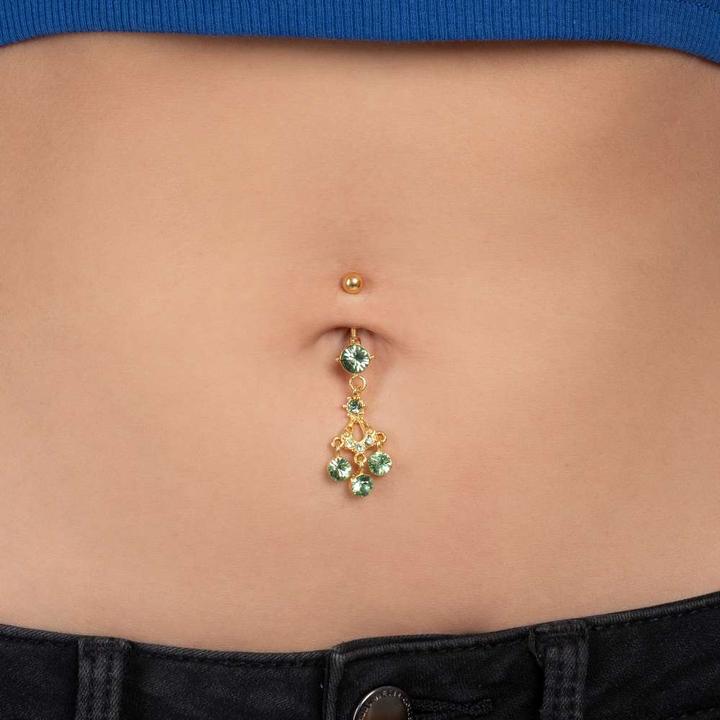 Produktbild Bijouteria Bauchpiercing (PVD Beschichtung (goldfarbig), Messing, Chirurgenstahl 316L, Kristall)