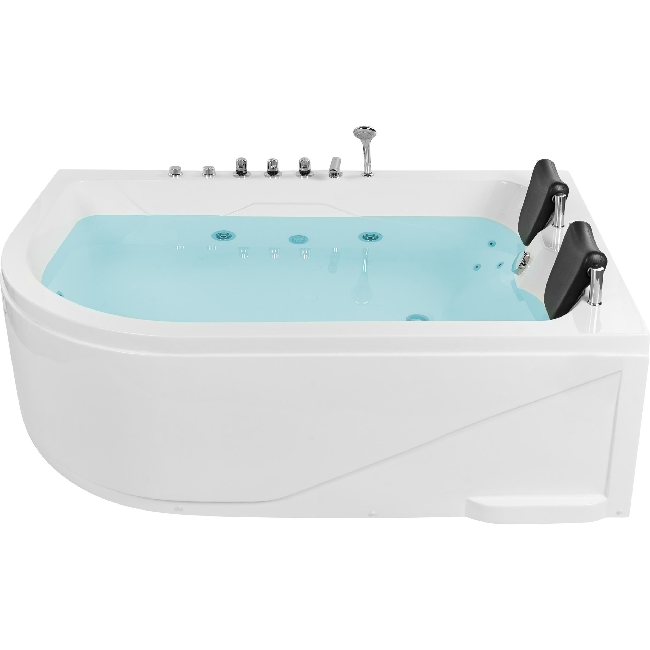 Beliani, Badewanne, Whirlpool Badewanne weiss Eckmodell mit LED 180 x 120 cm links CALAMA (437 l, 180 cm, 120 cm)