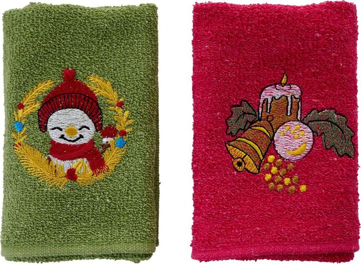 L'essentiel Xmas Red Green Wash Towel Set 2 Pieces (30 x 50 cm)