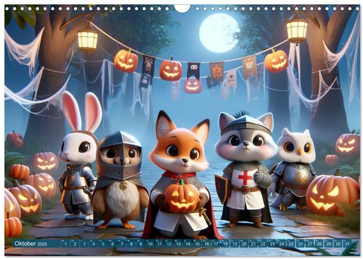 Image du produit Ritterliche Tierfreunde: Ein Jahr voller Spannung und Humor (Wandkalender 2025 DIN A3 quer), CA (A3)