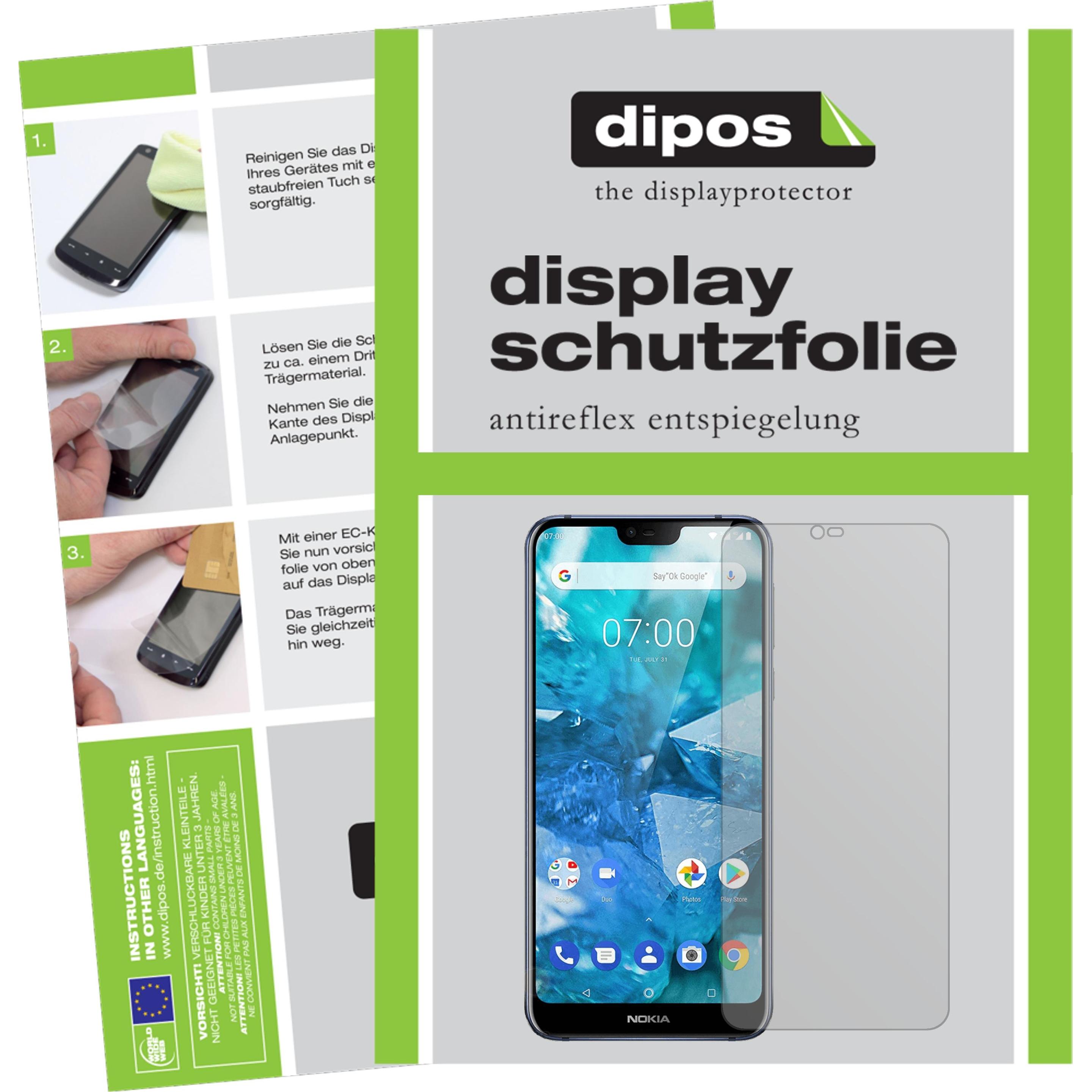 Dipos Displayschutzfolie Antireflex (5 Stück, Nokia 7.1), Smartphone Schutzfolie, Transparent