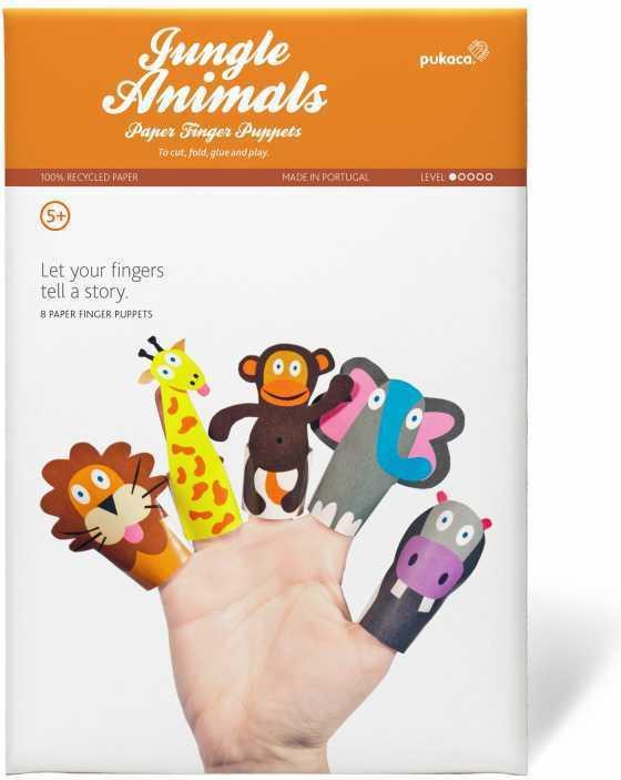 Actual product image Pukaca Paper finger puppet set. 8 jungle animals (8 x)