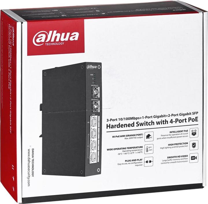 Productafbeelding Dahua PFS3206-4P-96 Netwerkschakelaar Managed L2 Fast Ethernet (10/100) Power over Ethernet (PoE) (4 ports)