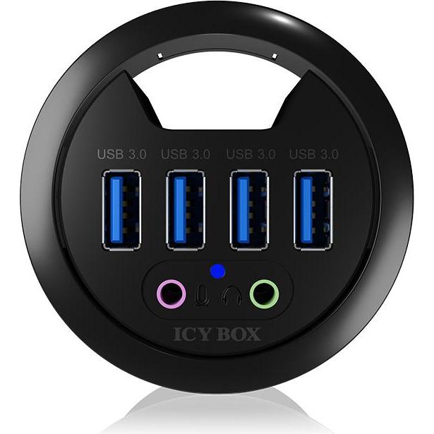 Thumbnail - Icy Box IB-HUB1403A (USB-A, 4 Ports), Dockingstation + USB Hub, Schwarz