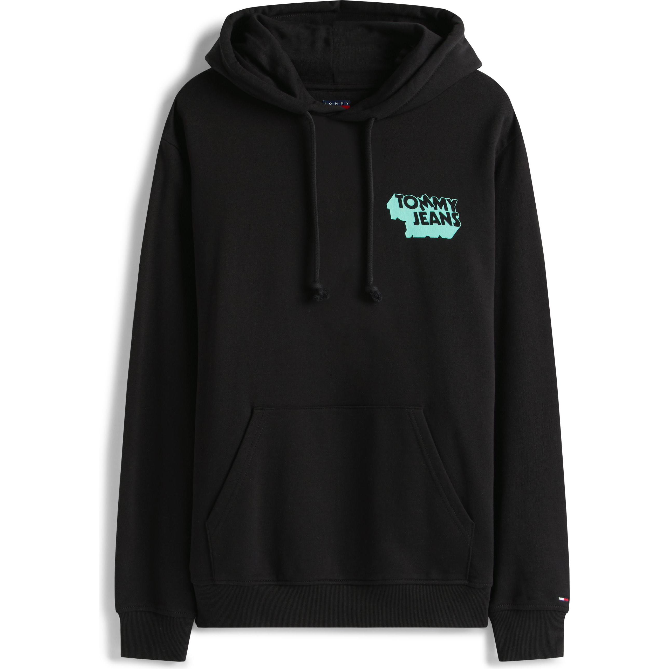 Tommy Jeans, Uomini, Felpa + Maglione, Tjm Stack Back Logo Hoodie Ext, Nero, (S)