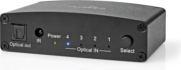Produktbild Nedis Digital-Audio-Switch | 4-Wege | Anschlüsse – Eingang: DC Power / 4x TosLink | Anschlüsse – Aus