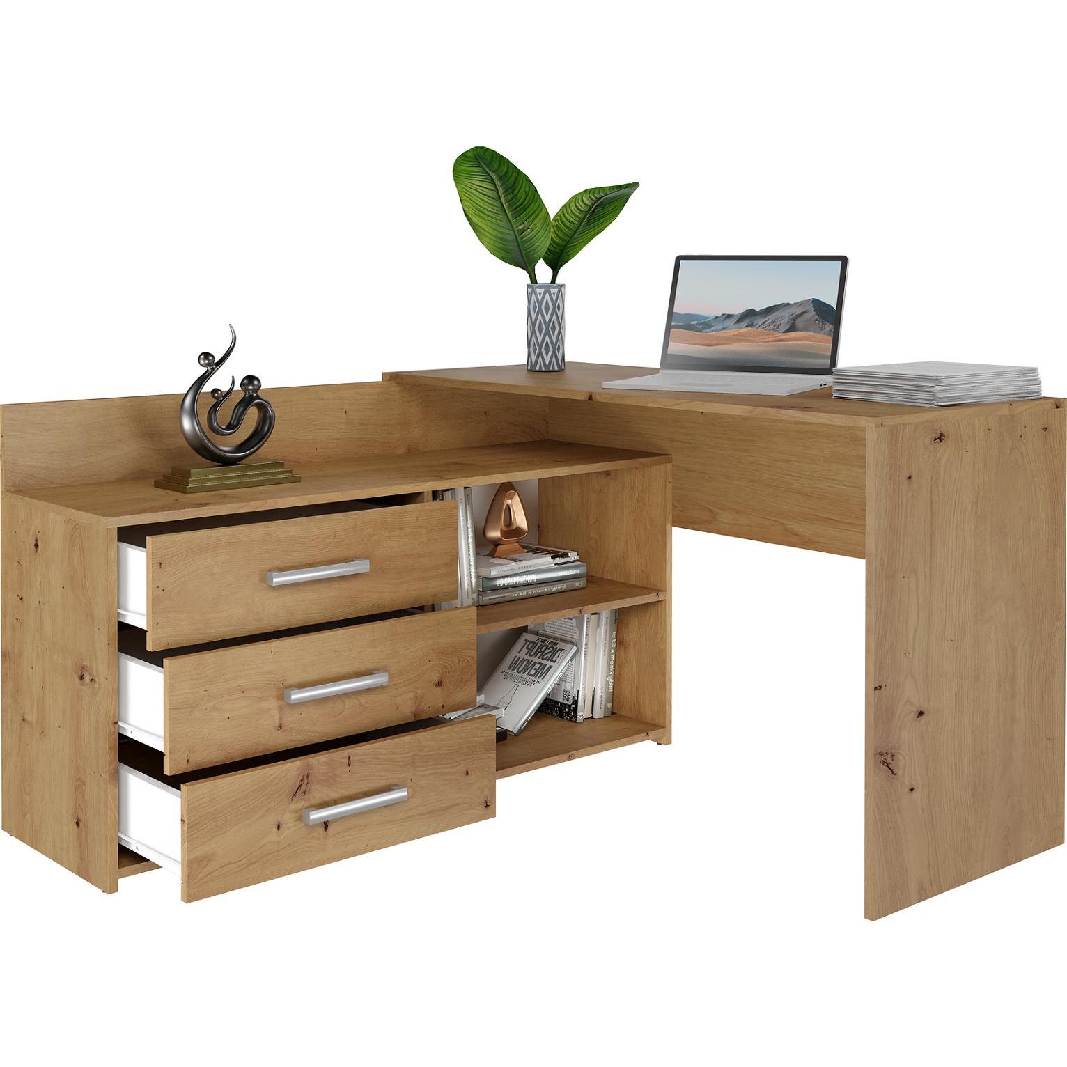 Topeshop, Schreibtisch, Biurko narożne + komoda DANY 120x50xH76 artisan (50 x 120 x 76 cm)