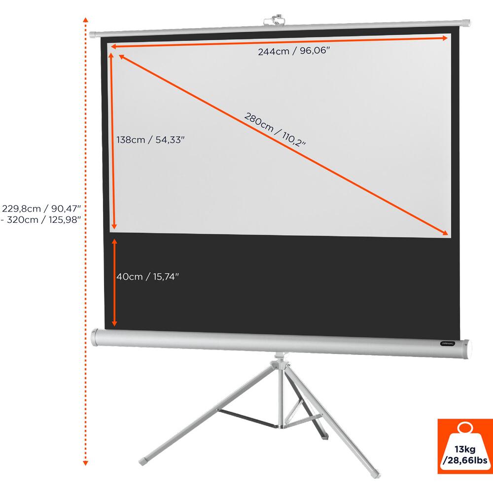 Thumbnail - Celexon Economy tripod screen - Projektionsbildschirm mit Stativ - 280 cm (110") (96.06", 16:9), Leinwand, Weiss