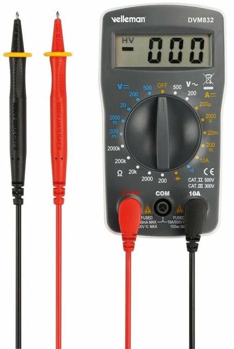 Immagine prodotto Velleman Multimetro DVM832 (CAT II 500V, CAT III 300V)