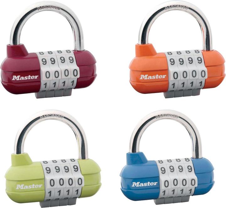 Master Lock breites Pro-Sportvorhngeschloss mit individuell einstellbarer Zahlenkombination verschiedene Farben