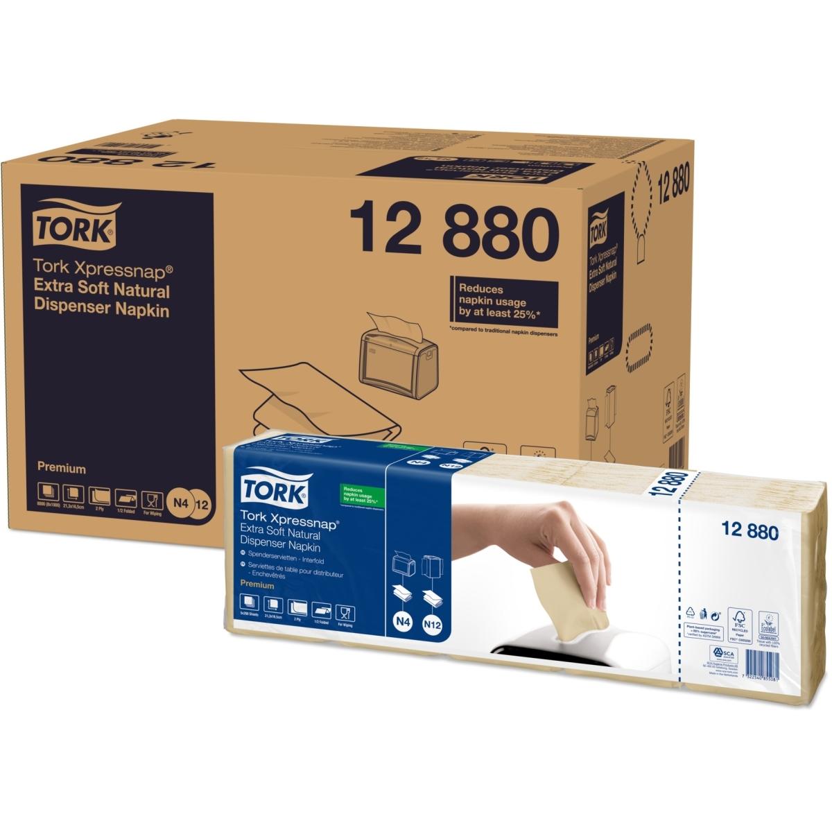Thumbnail - Tork, Servietten, Serviet Xpressnap natural 21,6x16,5cm 2 fold N4 8000stk/pak - (8000 stk.) (8 x)