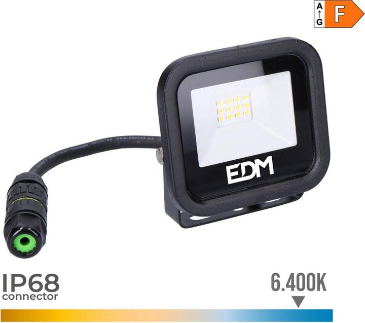 Actual product image EDM LED-Strahler 70400 Black Series Schwarz F 2100 W 10 W 800 lm 9,2 x 8,1 x 2,7 cm (6400 K) (800 lm)